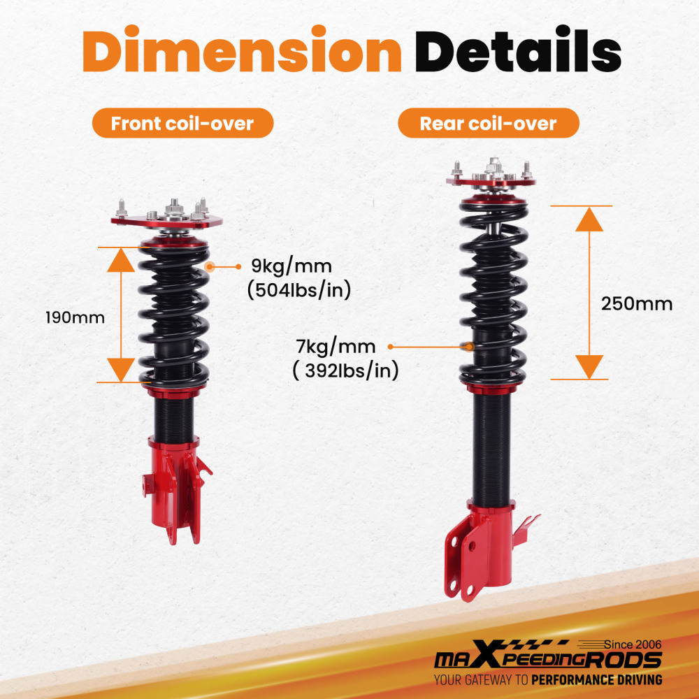 4x Coilovers compatible for Subaru Impreza WRX & STi (GDA/GDB) 2000-2007 Suspension Struts